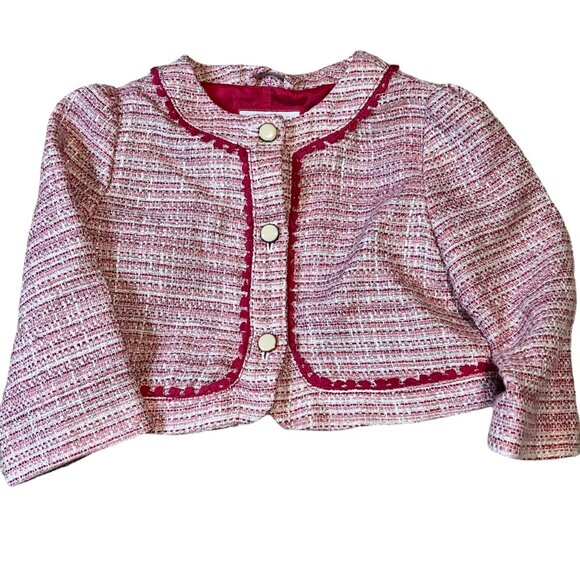 Janie and Jack Darling Sophistication 3-Piece Tweed Set Jacket Skirt & Beret Siz - Picture 3 of 6